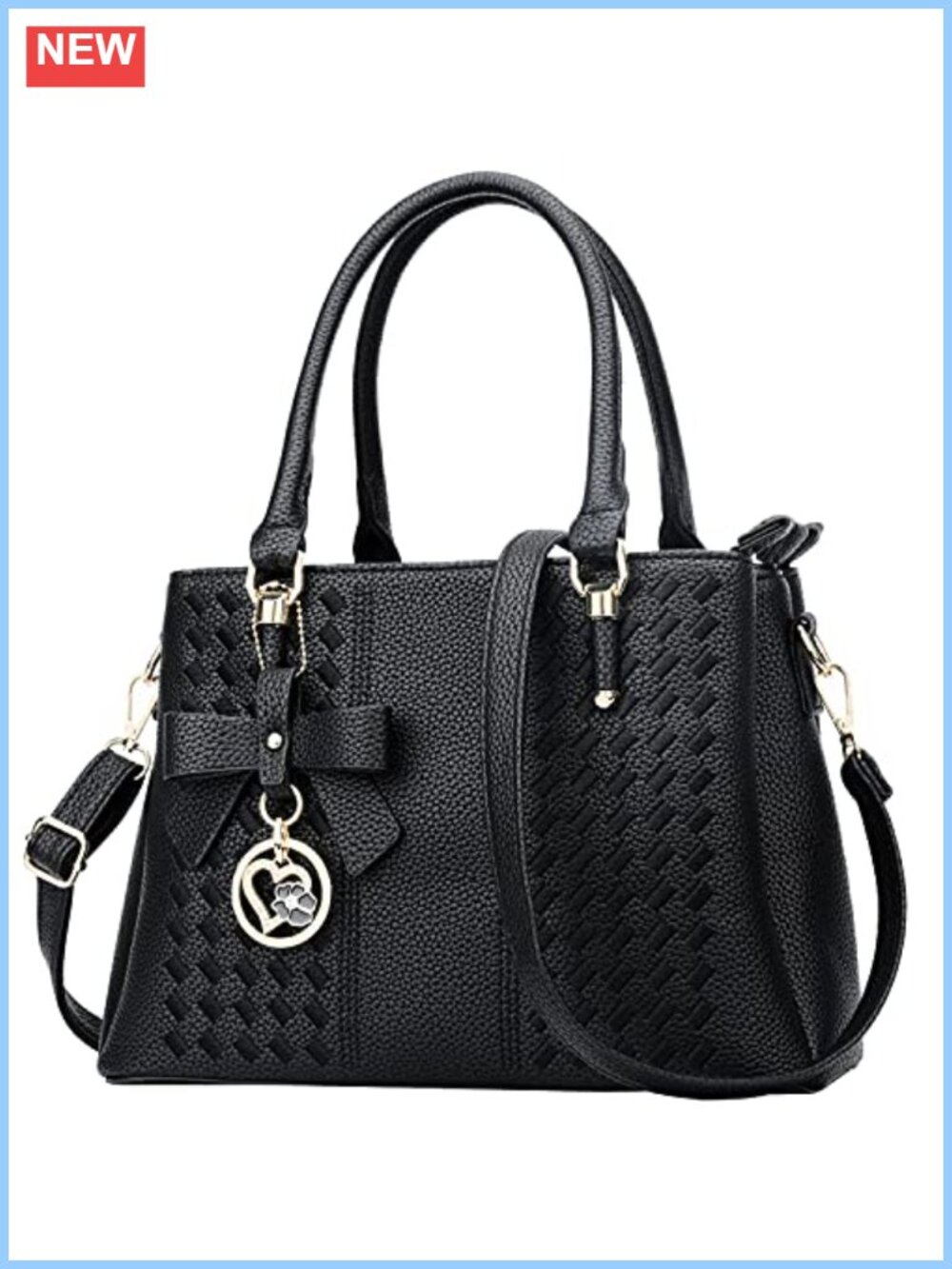 Women's PU Leather Satchel Handbag Top Handle Purse Medium Size